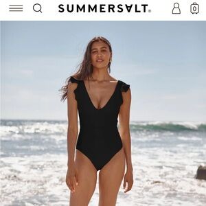 Summersalt ruffle backflip black swimsuit long torso